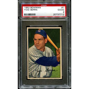 1952 Bowman Baseball #1 Yogi Berra PSA 2 (GOOD) *7712