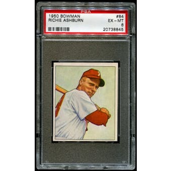 1950 Bowman Baseball #84 Richie Ashburn PSA 6 (EX-MT) *8845