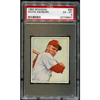 1950 Bowman Baseball #84 Richie Ashburn PSA 6 (EX-MT) *8847