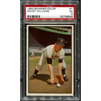 1953 Bowman Color Baseball #1 Davey Williams PSA 5 (EX) *8936