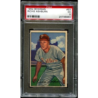 1952 Bowman Baseball #53 Richie Ashburn PSA 5 (EX) *8983
