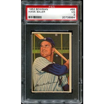 1952 Bowman Baseball #65 Hank Bauer PSA 3 (VG) *8984
