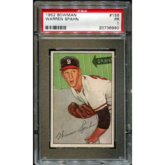 1952 Bowman Baseball #156 Warren Spahn PSA 1 (PR) *8990