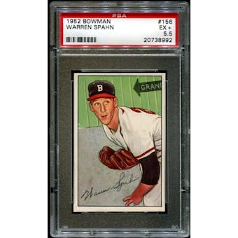 1952 Bowman Baseball #156 Warren Spahn PSA 5.5 (EX+) *8992