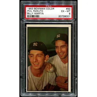 1953 Bowman Color Baseball #93 Phil Rizzuto - Billy Martin PSA 6 (EX-MT) *9001