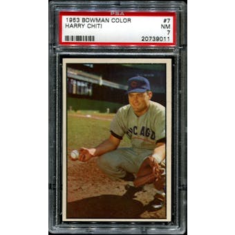 1953 Bowman Color Baseball #7 Harry Chiti Rookie PSA 7 (NM) *9011