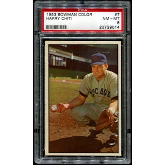 1953 Bowman Color Baseball #7 Harry Chiti Rookie PSA 8 (NM-MT) *9014