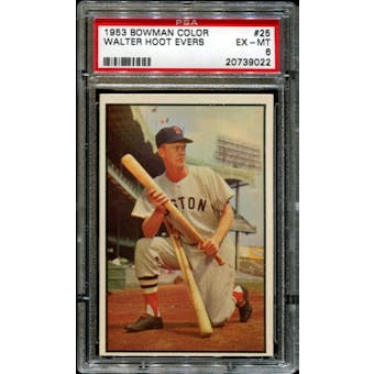 1953 Bowman Color Baseball #25 Walter Hoot Evers PSA 6 (EX-MT) *9022