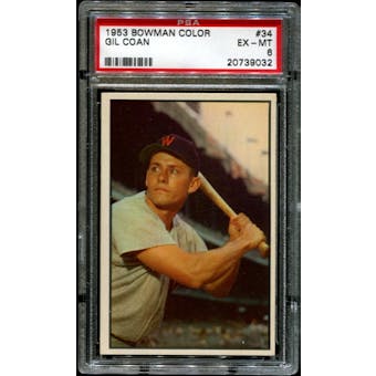 1953 Bowman Color Baseball #34 Gil Coan PSA 6 (EX-MT) *9032