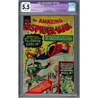 Amazing Spider-Man #14 CGC 5.5 Slight (C-1) Restoration (OW) *2087718001*