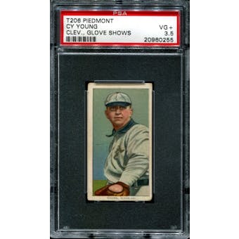 1909-11 T206 Piedmont Cy Young (Cleveland - Glove Shows) PSA 3.5 (VG+) *0255