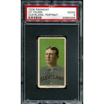 1909-11 T206 Piedmont Cy Young (Cleveland - Portrait) PSA 2 (GOOD) *0256