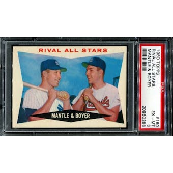 1960 Topps Baseball #160 Mantle & Boyer Rival All Stars PSA 6 (EX-MT) *0356