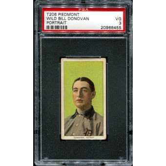 1909-11 T206 Piedmont Wild Bill Donovan (Portrait) PSA 3 (VG) *6455