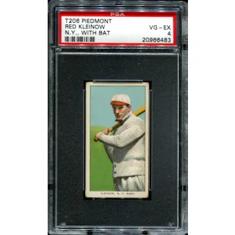 1909-11 T206 Piedmont Red Kleinow (N.Y. - With Bat) PSA 4 (VG-EX) *6483