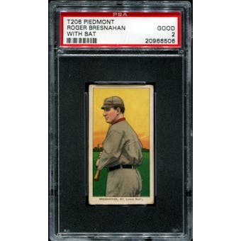 1909-11 T206 Piedmont Roger Bresnahan (With Bat) PSA 2 (GOOD) *6506