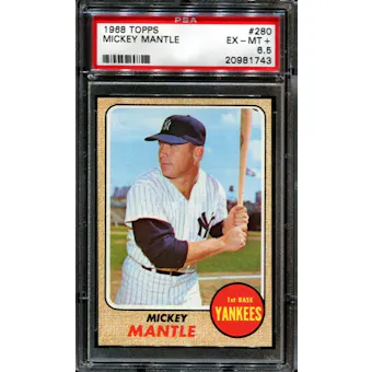 1968 Topps Baseball #280 Mickey Mantle PSA 6.5 (EX-MT+) *1743