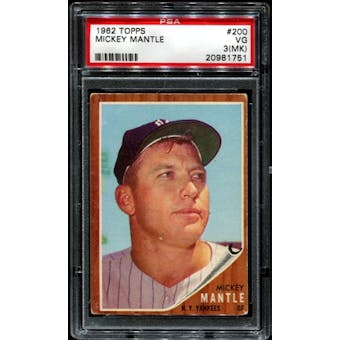 1962 Topps Baseball #200 Mickey Mantle PSA 3 (VG) (MK) *1751