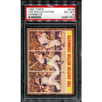 1962 Topps Baseball #318 Mickey Mantle (Switch Hitter Connects) PSA 6 (EX-MT) *1752