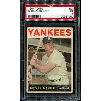 1964 Topps Baseball #50 Mickey Mantle PSA 1 (PR) *1760