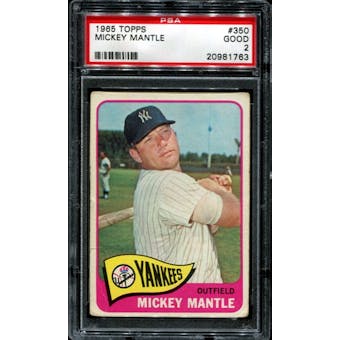 1965 Topps Baseball #350 Mickey Mantle PSA 2 (GOOD) *1763
