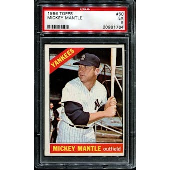 1966 Topps Baseball #50 Mickey Mantle PSA 5 (EX) *1764