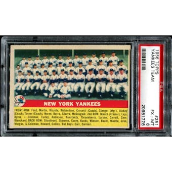 1956 Topps Baseball #251 New York Yankees Team PSA 6 (EX-MT) *1776