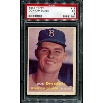 1957 Topps Baseball #18 Don Drysdale Rookie PSA 5 (EX) *1781