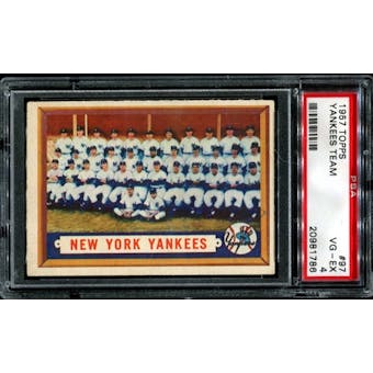 1957 Topps Baseball #97 New York Yankees Team PSA 4 (VG-EX) *1786