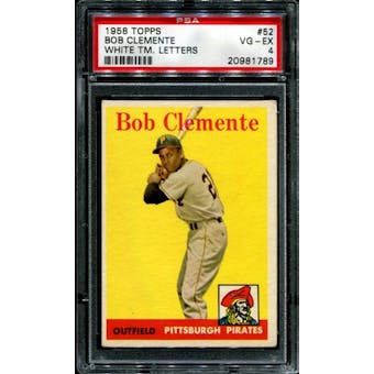1958 Topps Baseball #52 Roberto Clemente PSA 4 (VG-EX) *1789