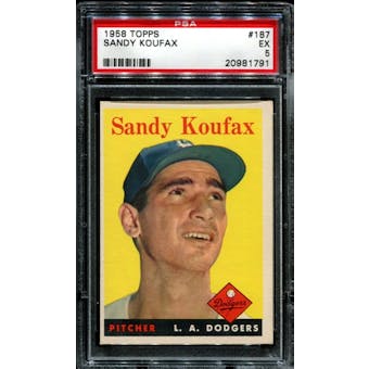 1958 Topps Baseball #187 Sandy Koufax PSA 5 (EX) *1791