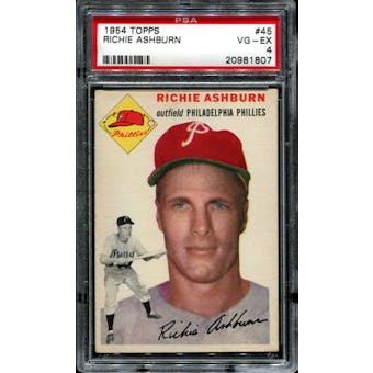 1954 Topps Baseball #45 Richie Ashburn PSA 4 (VG-EX) *1807