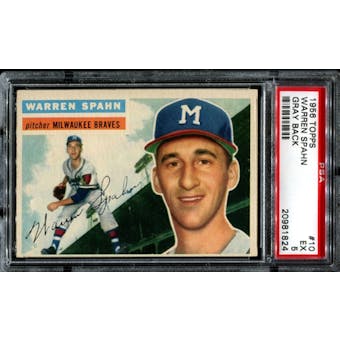 1956 Topps Baseball #10 Warren Spahn PSA 5 (EX) *1824