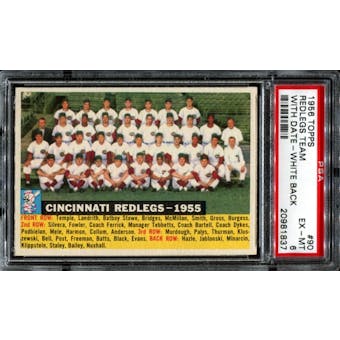 1956 Topps Baseball #90 Cincinnati Redlegs Team (With Date) PSA 6 (EX-MT) *1837