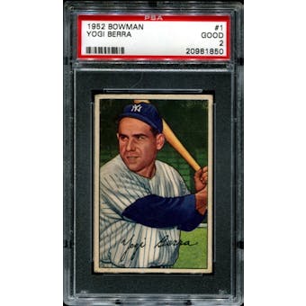 1952 Bowman Baseball #1 Yogi Berra PSA 2 (GOOD) *1850