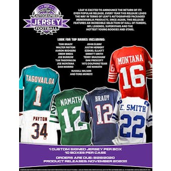 2020 Leaf Autographed Football Jersey Hobby 10-Box Case