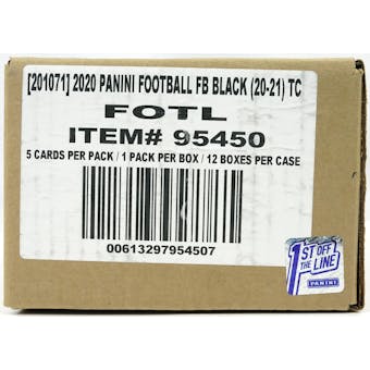2020 Panini Black Football 1st Off The Line FOTL Hobby 12-Box Case