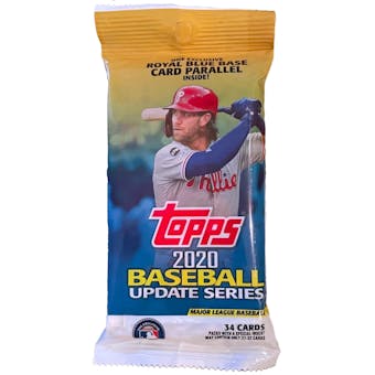 2020 Topps Update Series Baseball Value 34-Card Pack (Royal Blue Parallels!)