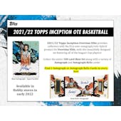 2021/22 Topps Inception Overtime Elite Basketball Hobby 16-Box Case (Presell)