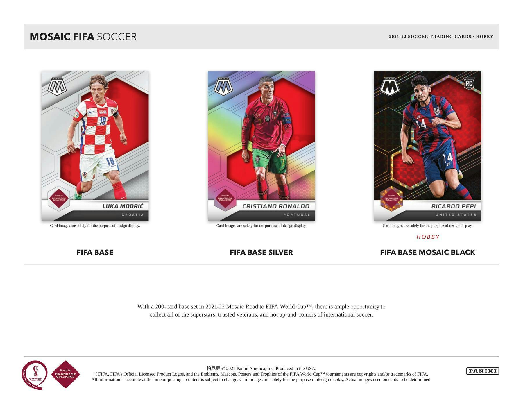 2021-22 Panini Mosaic Road To Fifa World Cup Soccer Hobby 12-Box Case