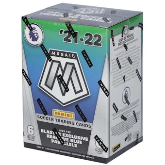 2021/22 Panini Mosaic EPL Premier League Soccer 6-Pack Blaster Box (Lot of 6) (Blue Parallels!) (Fanatics)