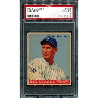 1933 Goudey Baseball #134 Sam Rice PSA 4 (VG-EX) *7614