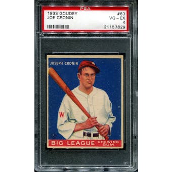 1933 Goudey Baseball #63 Joe Cronin PSA 4 (VG-EX) *7629