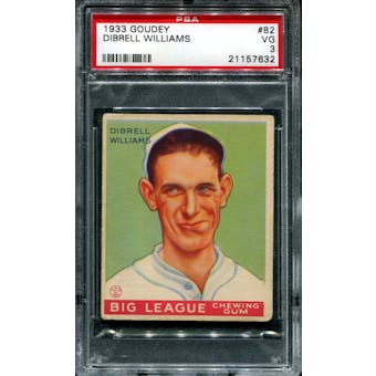 1933 Goudey Baseball #82 Dibrell Williams PSA 3 (VG) *7632