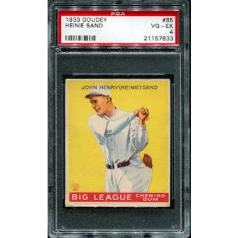 1933 Goudey Baseball #85 Heinie Sand PSA 4 (VG-EX) *7633