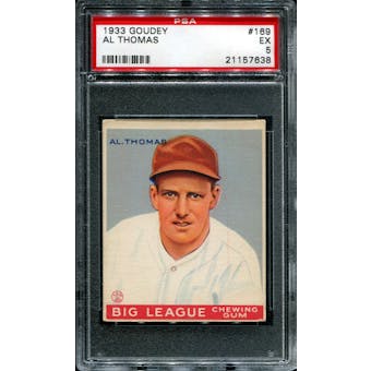 1933 Goudey Baseball #169 Al Thomas PSA 5 (EX) *7638