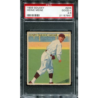 1933 Goudey Baseball #205 Heinie Meine PSA 2.5 (GOOD+) *7641