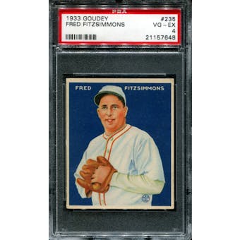 1933 Goudey Baseball #235 Fred Fitzsimmons PSA 4 (VG-EX) *7648