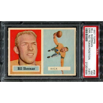 1957 Topps Football #58 Bill Sherman ERROR PSA 7 (NM) (ST) *1898