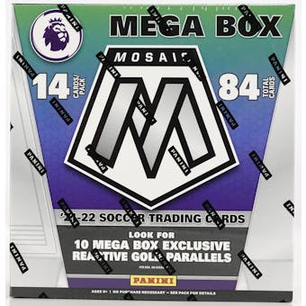 2021/22 Panini Mosaic Premier League EPL Soccer Mega Box (Lot of 3) (Reactive Gold Parallels!)
